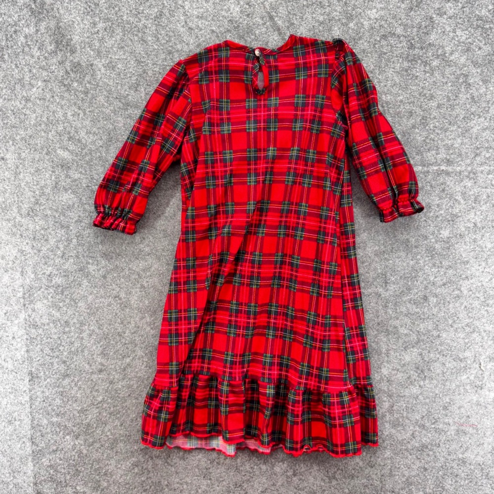 Laura Dare Girls Plaid Christmas Nightgown Size 3T Red Long Sleeve‎ Ruffle Bow - Picture 5 of 5